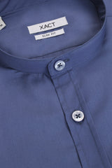 Xact Mens Grandad Nehru Collar Plain Poplin Shirt, Long Sleeved, Slim Fit-4
