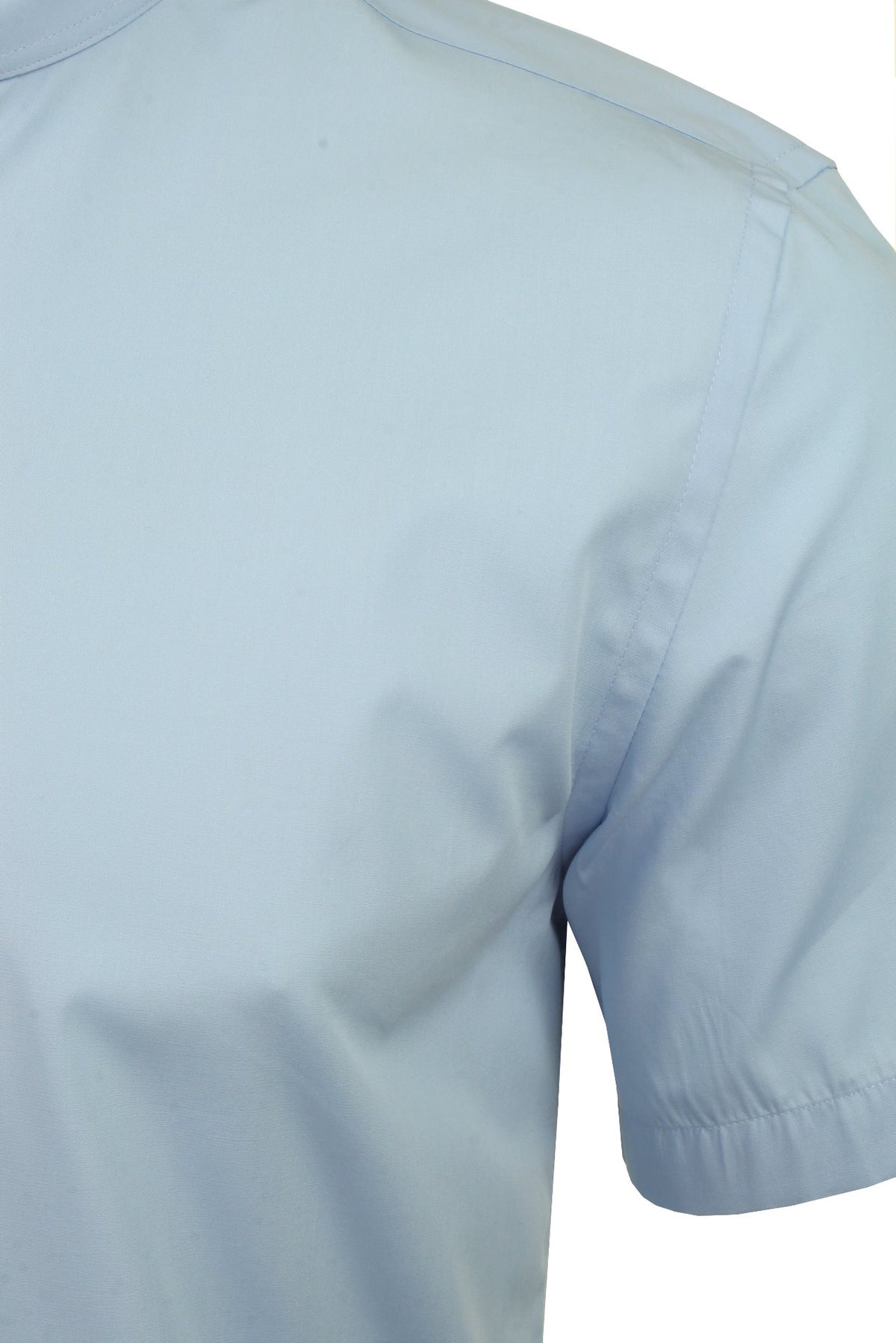 Xact Mens Grandad Nehru Collar Plain Poplin Shirt, Short Sleeved, Slim Fit-2