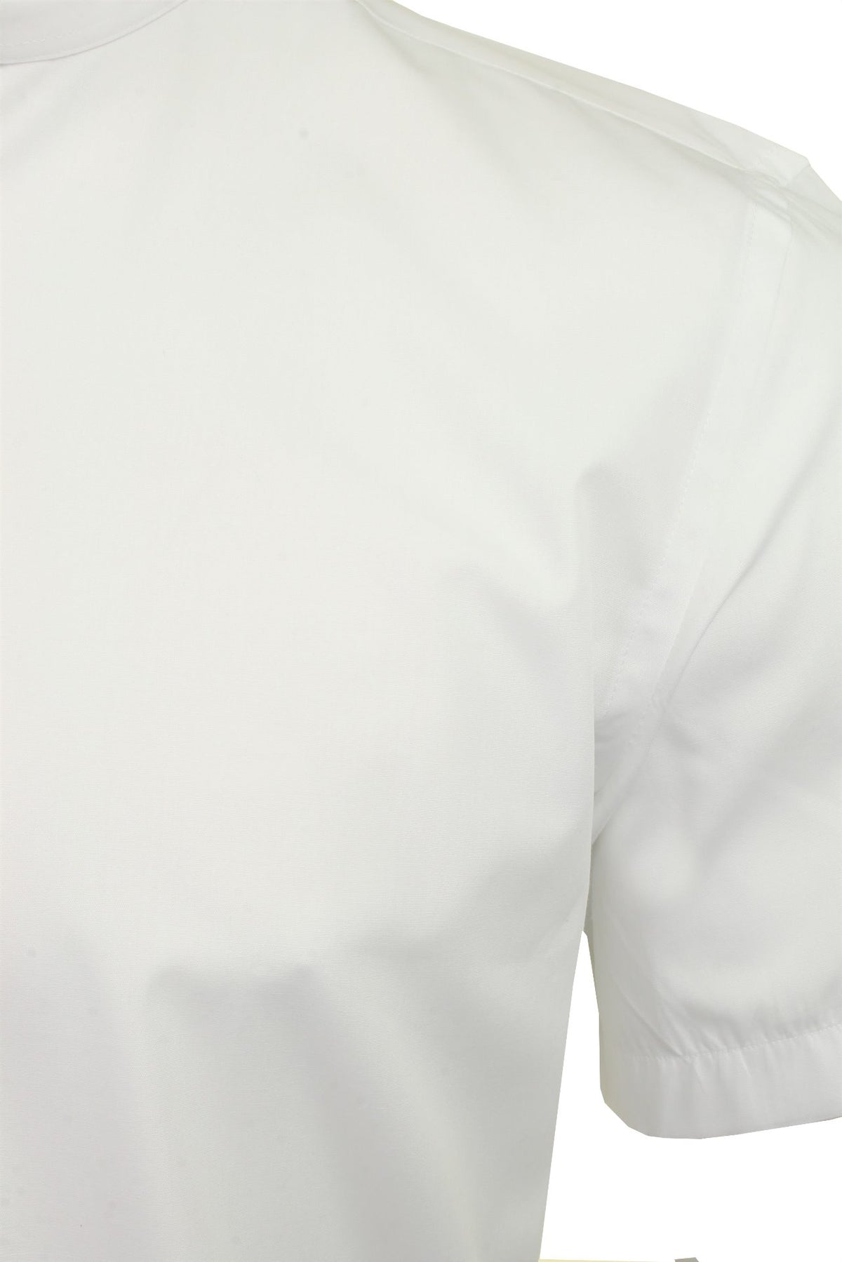 Xact Mens Grandad Nehru Collar Plain Poplin Shirt, Short Sleeved, Slim Fit-2