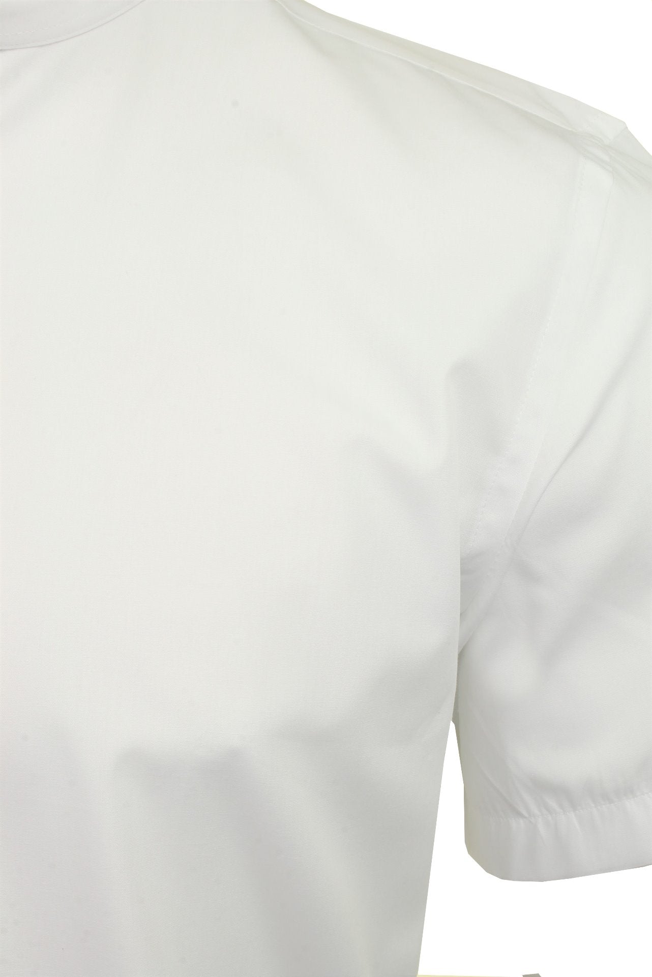 Xact Mens Grandad Collar Poplin Shirt Nehru - Short Sleeved - Slim Fit-2