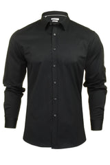 Xact Mens Long Sleeved Poplin Stretch Shirt - Slim Fit-Main Image