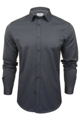 Xact Mens Long Sleeved Poplin Stretch Shirt - Slim Fit-Main Image