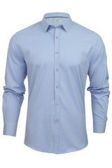 Xact Mens Long Sleeved Poplin Stretch Shirt - Slim Fit-Main Image