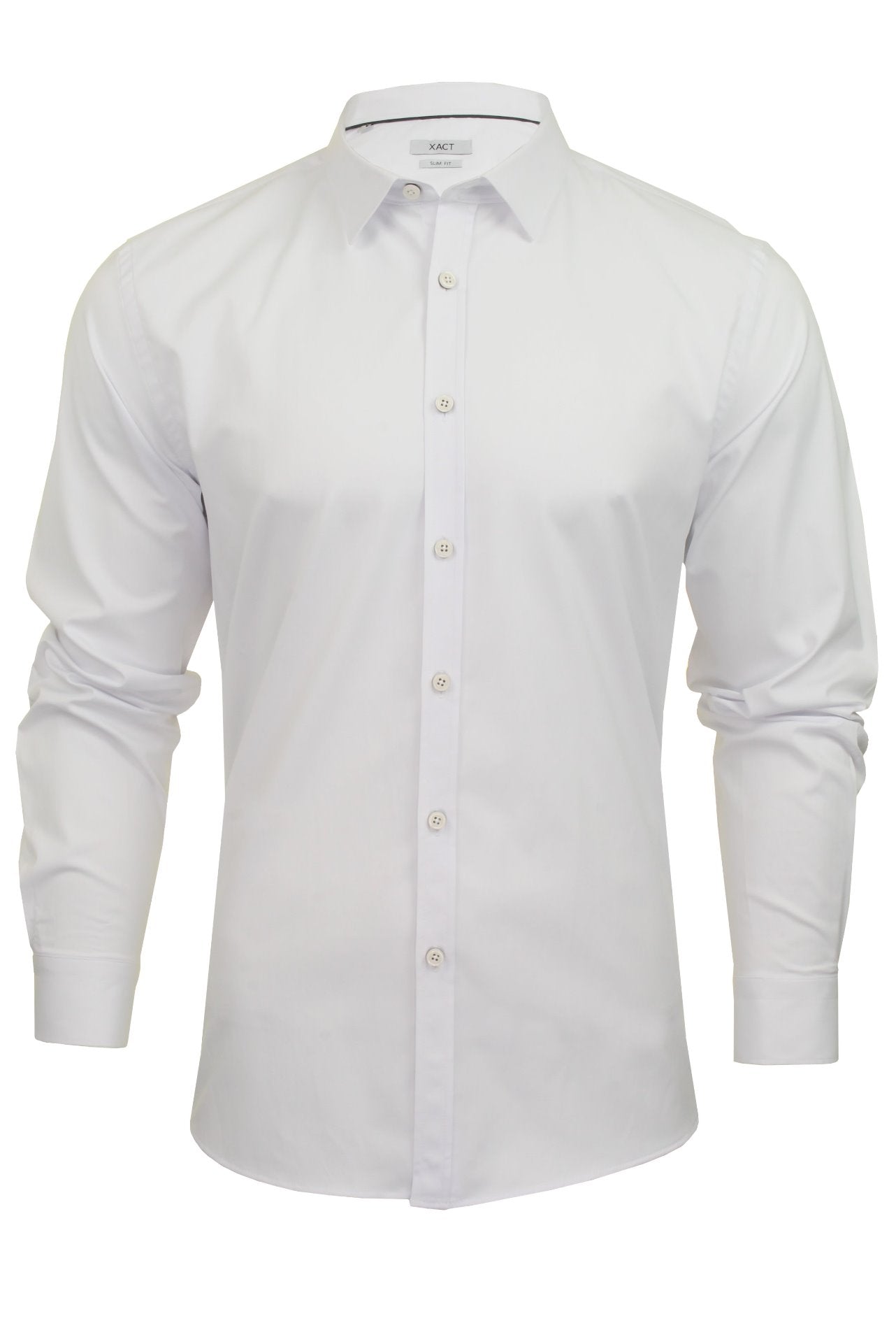 Xact Mens Long Sleeved Poplin Stretch Shirt - Slim Fit-Main Image