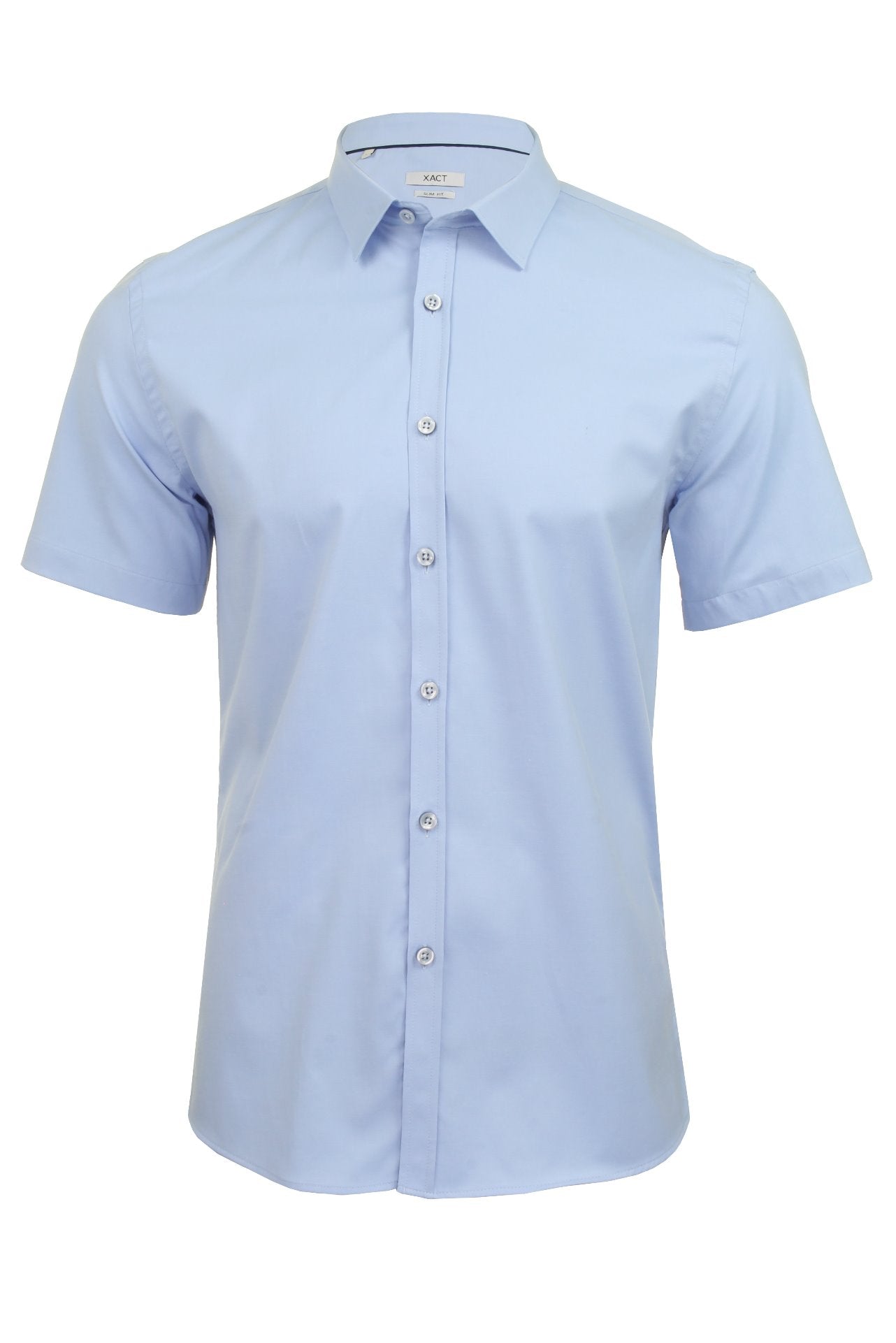 Xact Mens Short Sleeved Poplin Stretch Shirt - Slim Fit-Main Image