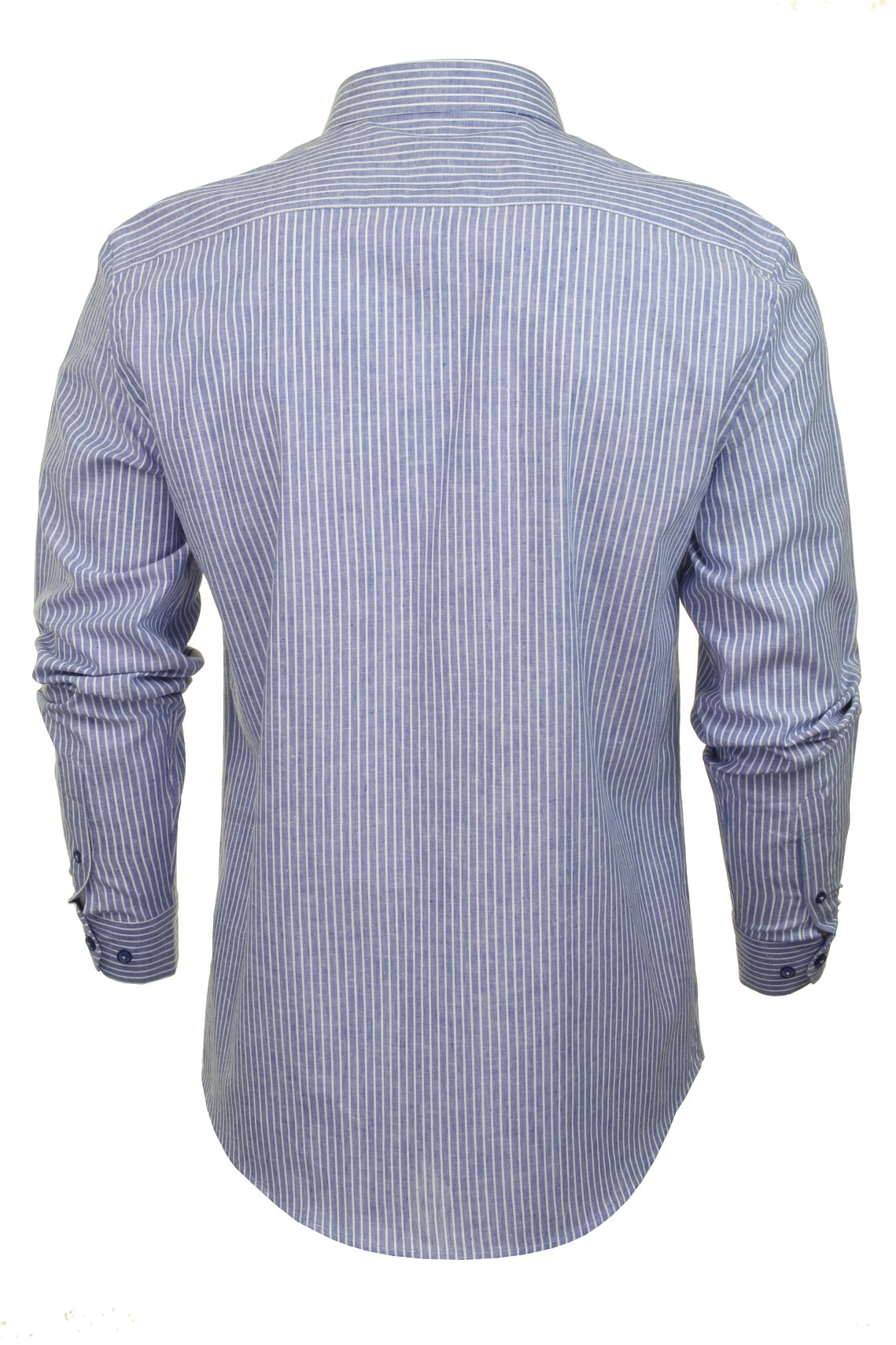 Xact Mens Linen Mix Stripe Shirt - Long Sleeved - Slim Fit-4