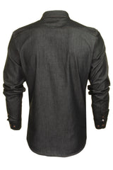 Xact Mens Long Sleeved Denim Shirt - Slim Fit-3