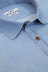 Xact Mens Long Sleeved Denim Shirt - Slim Fit-4