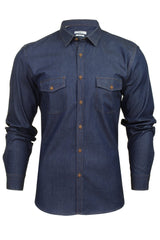 Xact Men's Lightweight Denim Shirt, Long Sleeved, Slim Fit-Main Image