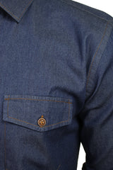 Xact Men's Lightweight Denim Shirt, Long Sleeved, Slim Fit-2
