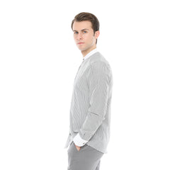 Xact Men's Striped Grandad Shirt, White Collar & Cuffs, Long-Sleeved-3
