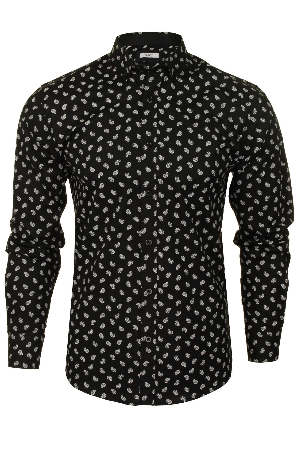 Xact Mens Long Sleeved Paisley Shirt - Slim Fit-Main Image