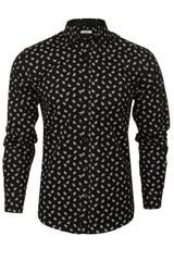 Xact Men's Long Sleeved Paisley Print Shirt, Slim Fit - Mod Retro Partywear, Smart Casual Fashion-Main Image