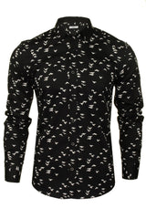 Xact Men's Bird Themed Print Shirt, 100% Cotton, Slim Fit, Long Sleeved, Button-Down Collar-Main Image