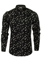 Xact Men's Bird Themed Print Shirt, 100% Cotton, Slim Fit, Long Sleeved, Button-Down Collar-2