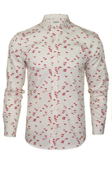 Xact Men's Bird Themed Print Shirt, 100% Cotton, Slim Fit, Long Sleeved, Button-Down Collar-Main Image