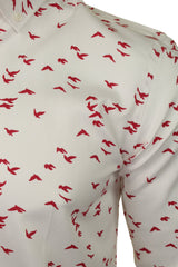 Xact Men's Bird Themed Print Shirt, 100% Cotton, Slim Fit, Long Sleeved, Button-Down Collar-2