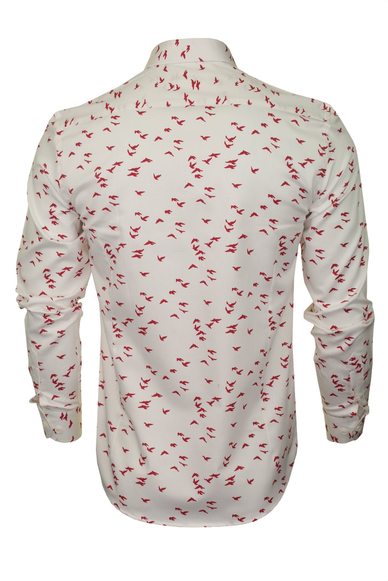 Xact Men's Cotton Bird Print Long Sleeved Shirt-3