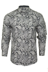 Xact Men's Long Sleeved Paisley Print Shirt, Slim Fit - Mod Retro Partywear, Smart Casual Fashion-Main Image