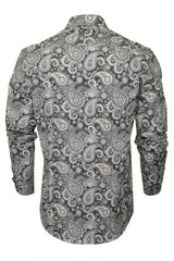 Xact Men's Long Sleeved Paisley Print Shirt, Slim Fit - Mod Retro Partywear, Smart Casual Fashion-3