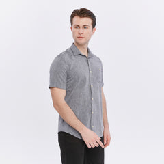 Xact Men's Short Sleeved Linen Shirt, Regular Fit, Standard Collar, Chest Pocket-3