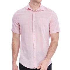 Xact Men's Short Sleeved Linen Shirt, Regular Fit, Standard Collar, Chest Pocket-Main Image