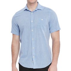 Xact Men's Short Sleeved Linen Shirt, Regular Fit, Standard Collar, Chest Pocket-Main Image