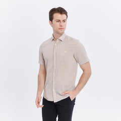 Xact Men's Short Sleeved Linen Shirt, Regular Fit, Standard Collar, Chest Pocket-3