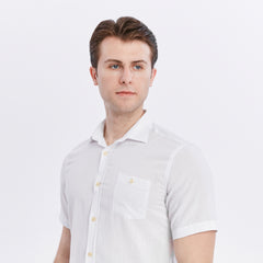 Xact Men's Short Sleeved Linen Shirt, Regular Fit, Standard Collar, Chest Pocket