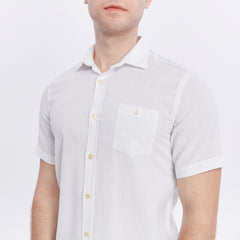 Xact Men's Short Sleeved Linen Shirt, Regular Fit, Standard Collar, Chest Pocket