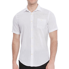 Xact Men's Short Sleeved Linen Shirt, Regular Fit, Standard Collar, Chest Pocket-Main Image