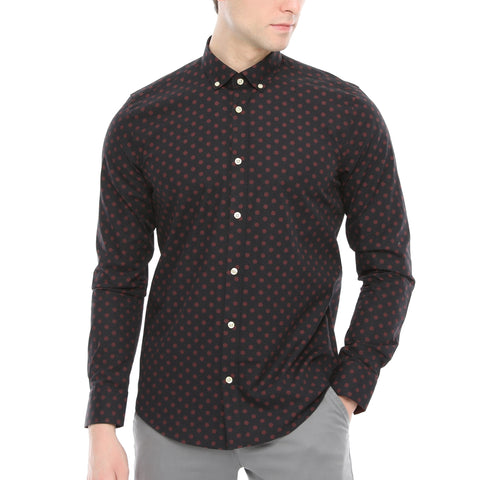 Xact Mens Polka Dot Shirt - Long Sleeved Mod Vintage-Main Image