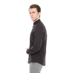 Xact Men's Polka Dot Long Sleeved Shirt, 100% Cotton, Slim Fit, Button-Down Collar, Mod Vintage-3