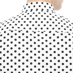 Xact Men's Polka Dot Long Sleeved Shirt, 100% Cotton, Slim Fit, Button-Down Collar, Mod Retro