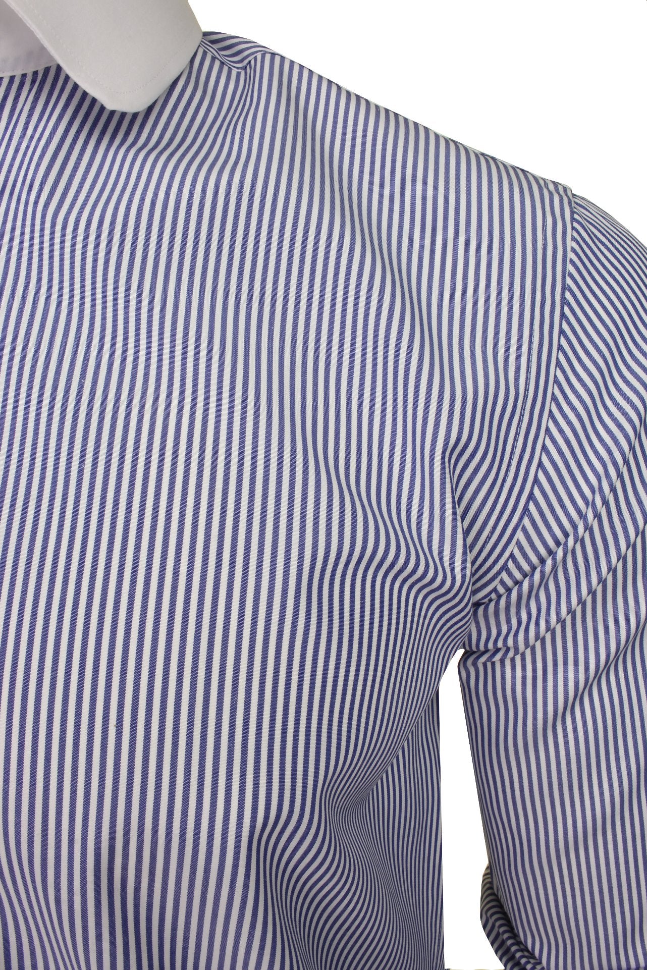 Xact Men's Long-Sleeved Striped Shirt with White Penny/Club Collar and White Cuffs-2