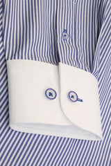 Xact Men's Penny/ Club Collar Striped Shirt, White Contrast Collar & Cuffs