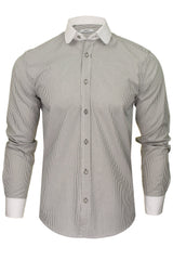 Xact Men's Penny/ Club Collar Striped Shirt, White Contrast Collar & Cuffs-Main Image