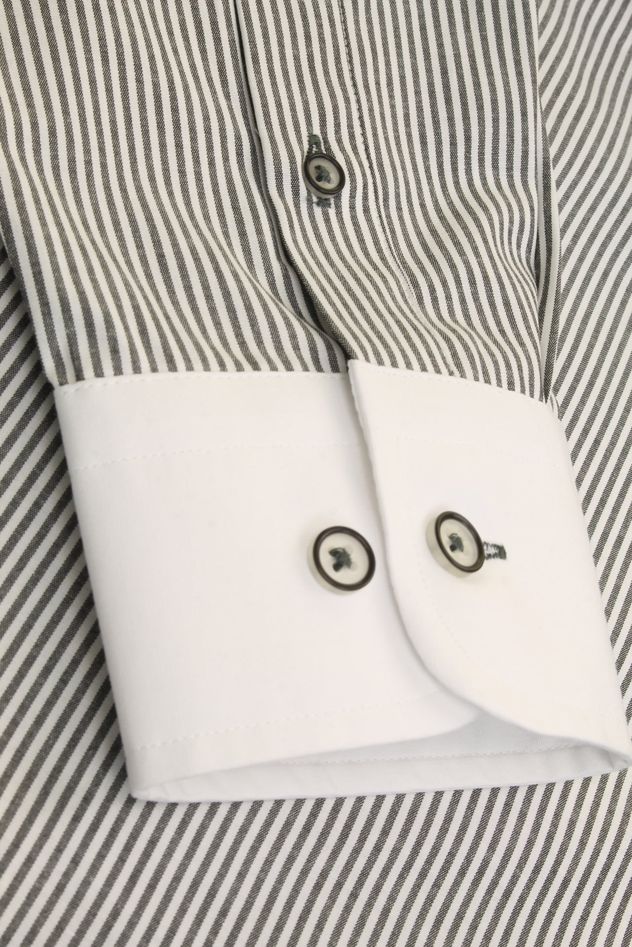 Xact Men's Long-Sleeved Striped Shirt with White Penny/Club Collar and White Cuffs