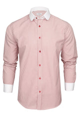 Xact Men's Penny/ Club Collar Striped Shirt, White Contrast Collar & Cuffs-Main Image