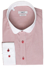 Xact Men's Penny/ Club Collar Striped Shirt, White Contrast Collar & Cuffs-4