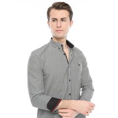 Xact Men's Gingham Check Shirt with Button-Down Collar - Long Sleeved