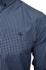 Xact Men's Gingham Check Shirt with Button-Down Collar - Long Sleeved-2