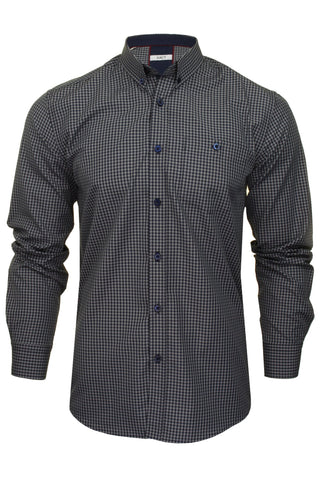 Xact Men's Gingham Check Shirt with Button-Down Collar - Long Sleeved-Main Image