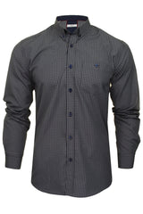 Xact Men's Gingham Check Shirt with Button-Down Collar - Long Sleeved-Main Image