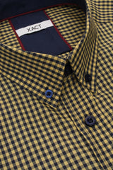 Xact Men's Gingham Check Shirt with Button-Down Collar - Long Sleeved