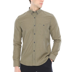 Xact Men's Gingham Check Shirt with Button-Down Collar - Long Sleeved-Main Image