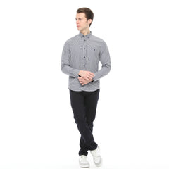Xact Men's Gingham Check Shirt with Button-Down Collar - Long Sleeved-3