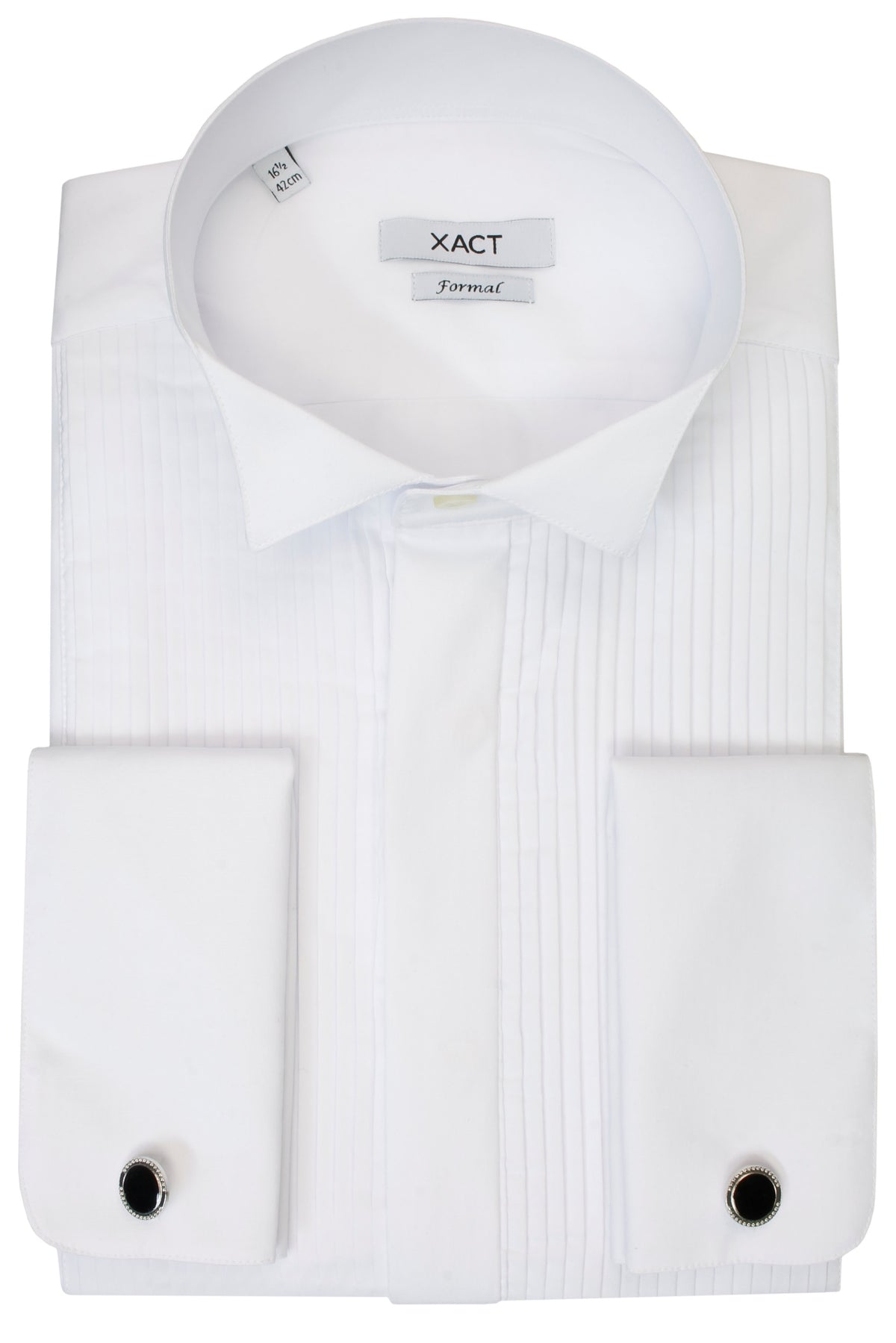 Xact Men's Formal Tuxedo/Dress Shirt with Double Cuff and Cuff Links-Main Image