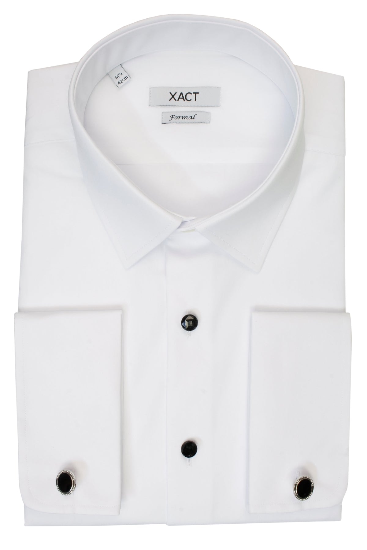 Xact Men's Formal Tuxedo/Dress Shirt with Double Cuff and Cuff Links-Main Image