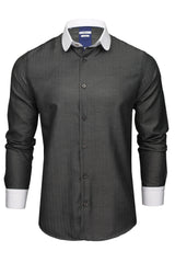 Xact Men's Club/ Penny Collar Shirt - White Contrast Collar & Cuffs-Main Image